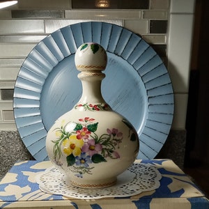 Ceramic Decanter with Floral Design by Carvalhinho Portugal