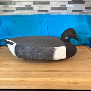 Brant Goose Cork Decoy with Cedar Head & Glass Eye – Artist Signed, Yard, Trenton NJ (Hopewell), 1992 – Weighted Keel Folk-Art Waterfowl