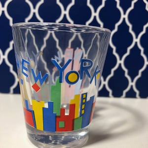 Vintage NYC Shot Glass: Colorful Skyline Souvenir