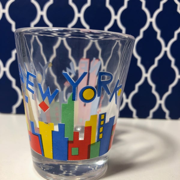 New York Map Frosted Shot Glass By World By Shotglass