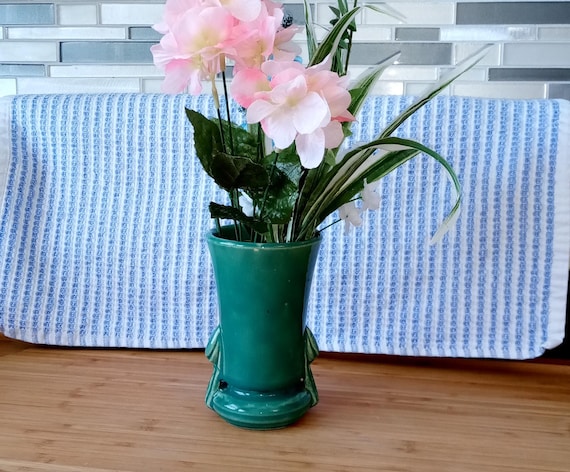 McCoy Jade Green Vase with Art Deco Design
