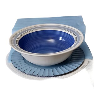 Large Salad Serving Bowl, Rio Blue White Pattern, Pfaltzgraff Stoneware