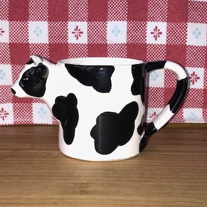 Cow Mug, Sculpted Holstein Head, Black & White, Ceramic, Ganz, Taiwan