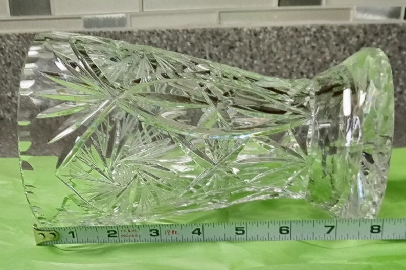 Sparkling Cut Glass Flower Vase Hand Blown Pedestal Container Etsy