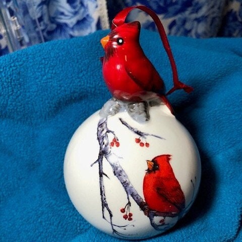 Cheery Red Cardinal Ball Ornament - Etsy