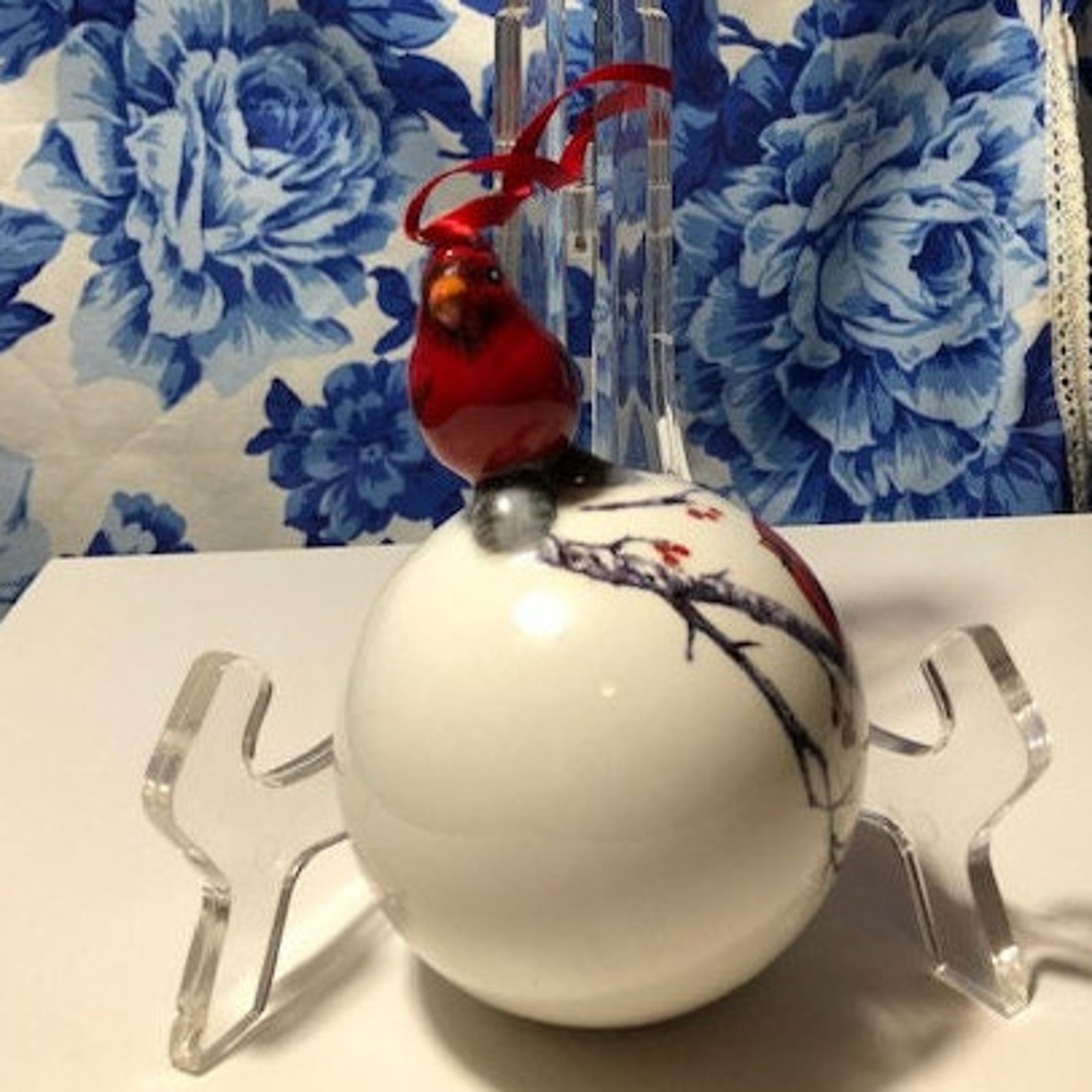 Cheery Red Cardinal Ball Ornament - Etsy