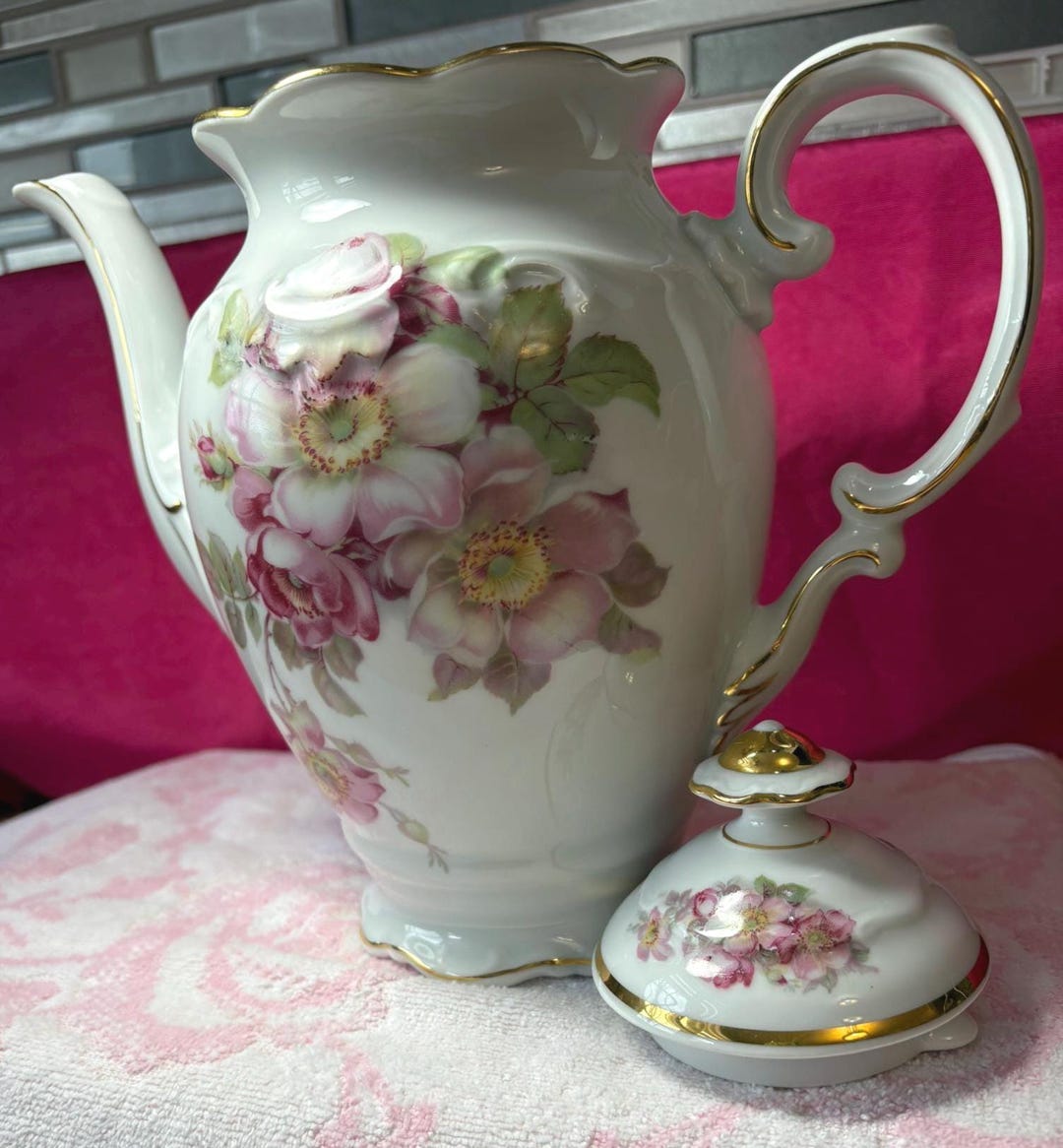 Vintage Schumann - Bavaria Porcelain Coffee Pot in the "briar Rose ...