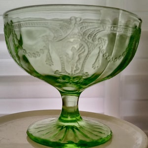Cameo Green Glass Sherbets in Ballerina-Dancing Girl Pattern by Hocking