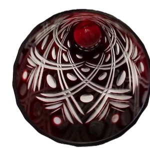 Ruby Red Cut to Clear Hand Blown Vase, Bohemian?