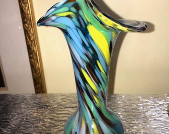 Handblown Art Glass Vase: Jack-in-the-Pulpit Style
