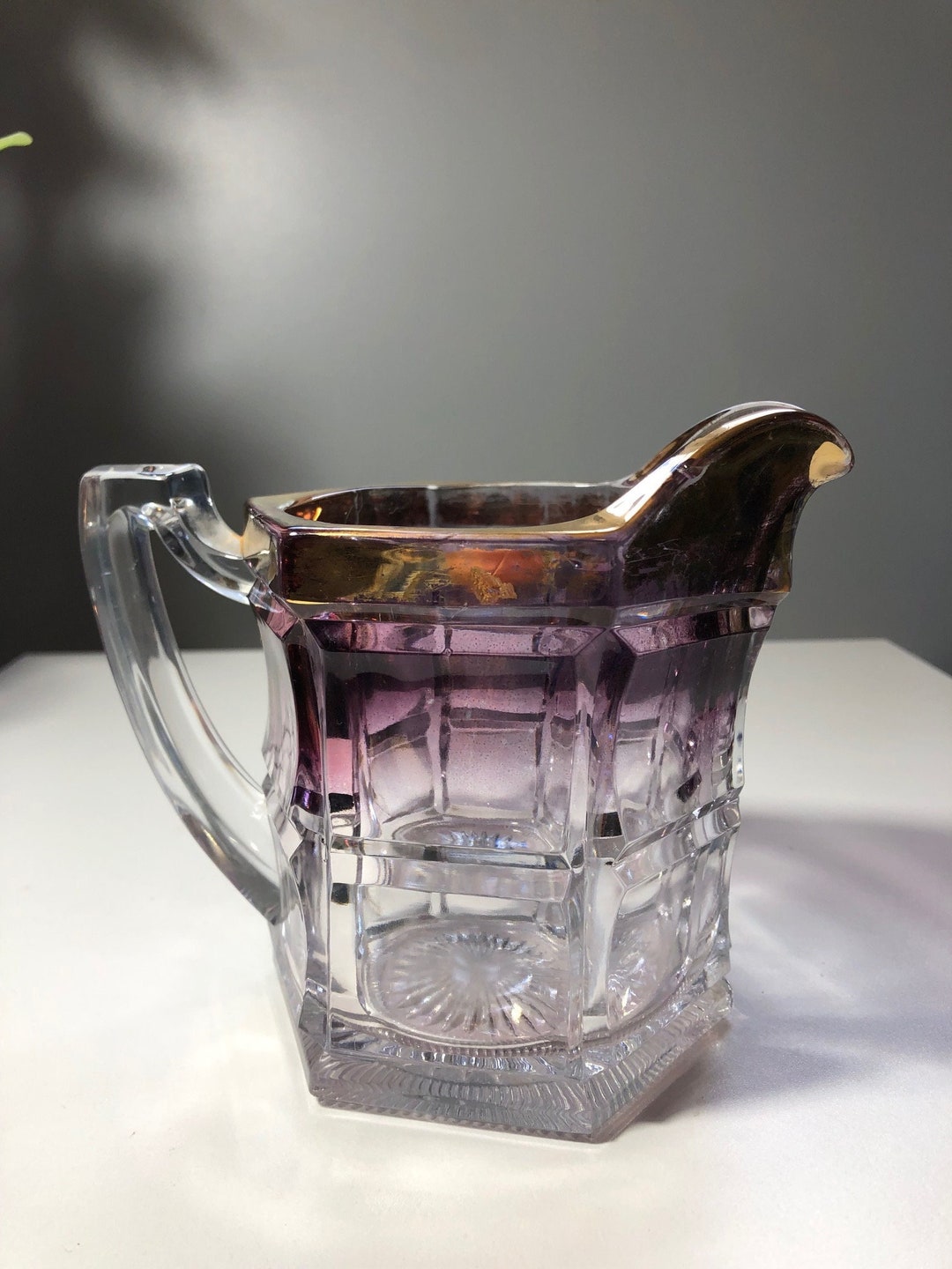 EAPG Creamer Pitcher With Purple Amethyst Stain - Etsy