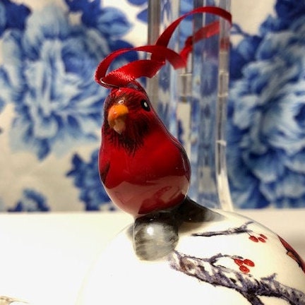 Cheery Red Cardinal Ball Ornament - Etsy