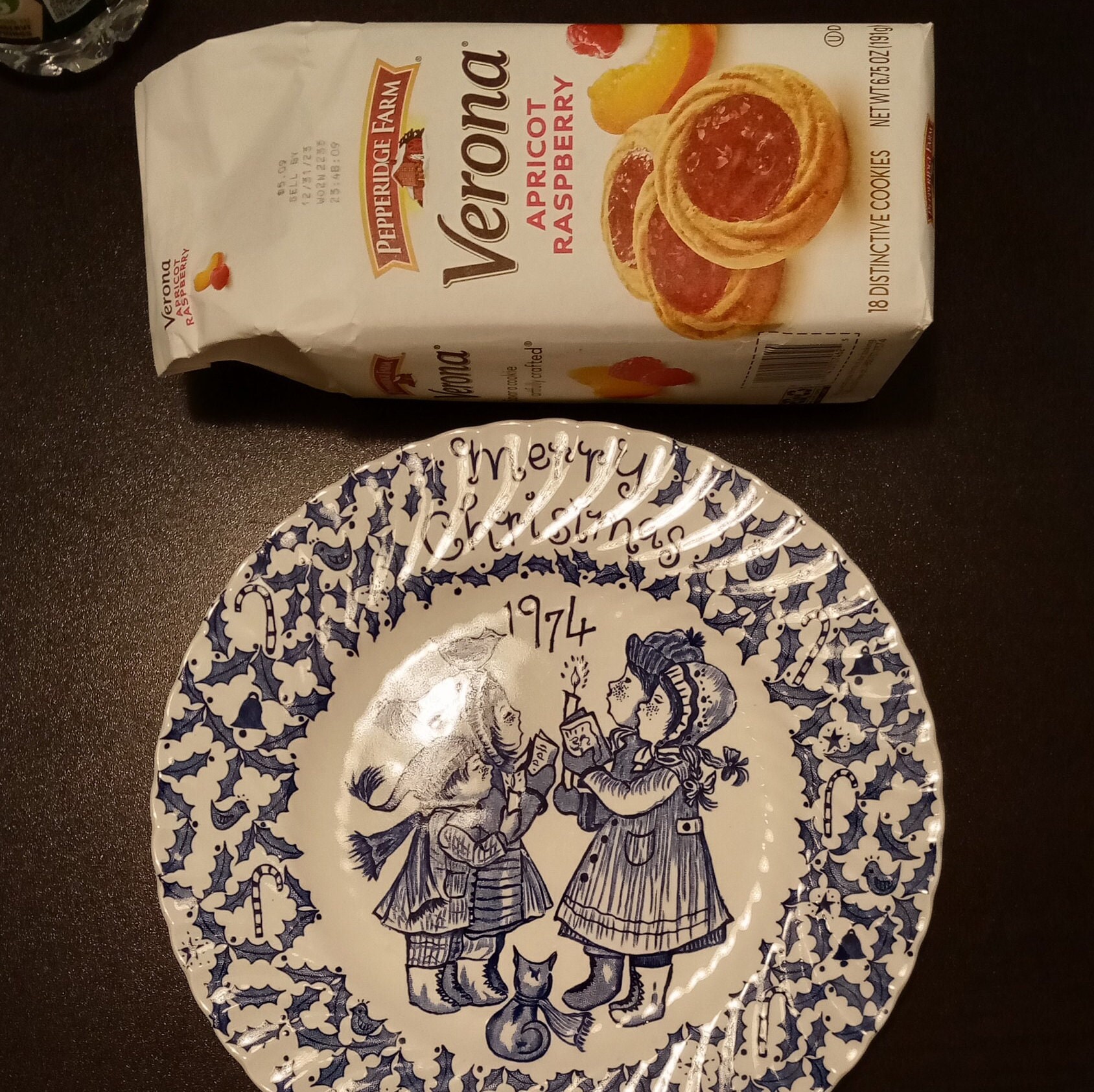 Hand Painted Ceramic Blue and White Christmas Plate by