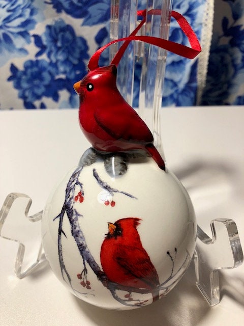 Cheery Red Cardinal Ball Ornament - Etsy
