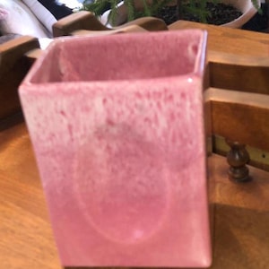 Haeger Pink Rectangular Vase with Oval Indents, MCM