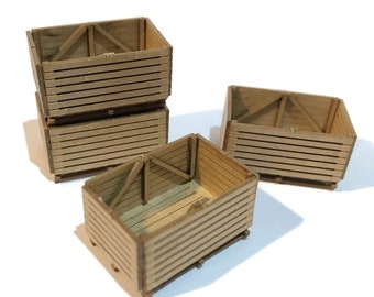 LX214-OO Potato / Fishing Net Crates (Pack of 4) For OO Gauge Model Railway and 1:76 Scale