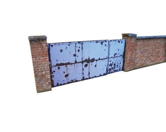 KX002-OO 6ft Industrial Brick Wall And Gates For OO Gauge Model Railway & 1:76 Scale