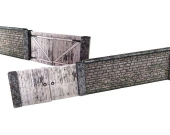 KX004-OO 6ft Old Stone Wall And Gates For OO Gauge Model Railway & 1:76 Scale