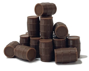 AX073-OO 3D Printed Large Wooden Barrels (Pack of 20) For OO Gauge Model Railway and 1:76 Scale