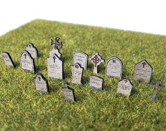 LX394-OO Laser Cut Gravestones (Pack of 58) For OO Gauge Model Railway & 1:76 Scale