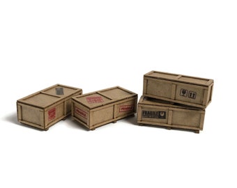 AX196-OO Large Modern Shipping Crates (Pack of 4) For OO Gauge Model Railway & 1:76 Scale