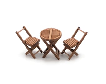 LX566-OO Wooden Bistro Tables & Chairs For OO Gauge Model Railway and 1:76 Scale