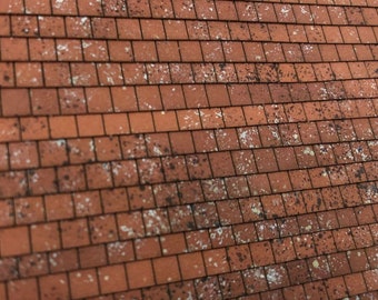 LX418-N Pre-Weathered Laser Cut Terracotta Roof Tiles (A5 Sheet) For N Gauge Model Railway & 1:148 Scale