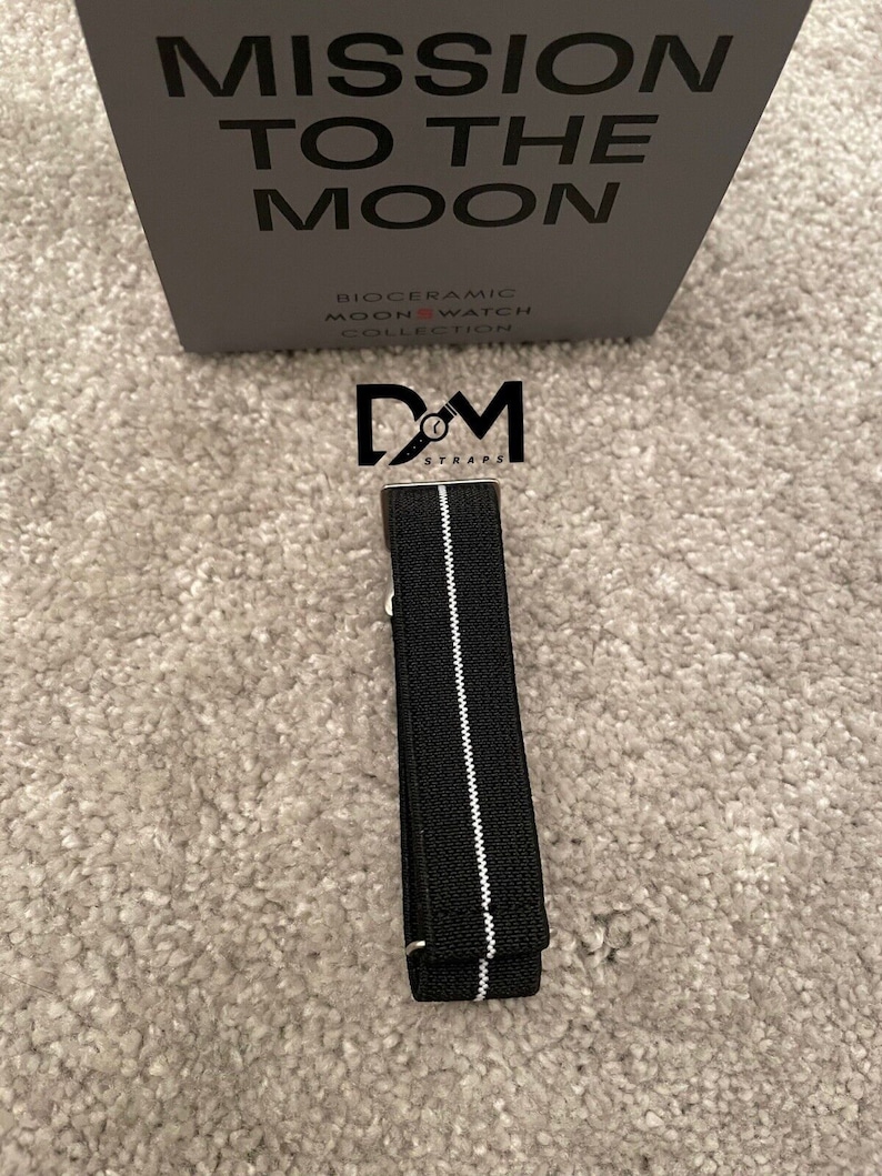 Omega X Swatch Strap Moonswatch Black Elastic Loop Fit Etsy