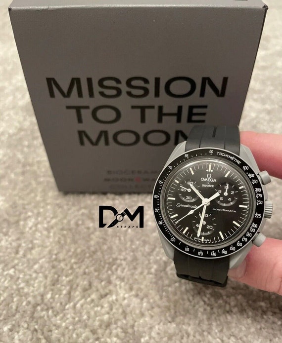 Omega X Swatch Black Rubber Strap Only Mission to the Moon - Etsy