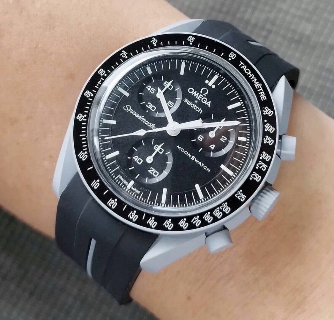 Omega X Swatch - Black/White Mission To Mercury & The Moon Moonswatch Strap  - Watch is NOT for SALE