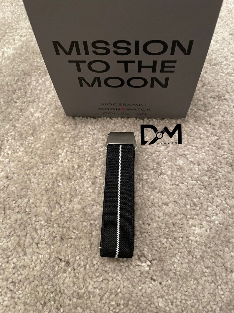 Omega X Swatch Strap Moonswatch Black Elastic Loop Fit Etsy