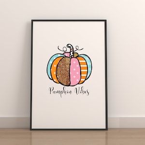 Pumpkin Vibes Wall Prints Pumpkin Print Season Autumn Fall Halloween Poster Seasonal Decor Halloween Pumpkin Autumnal Prints Pumpkin Prints
