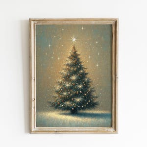 Vintage Christmas Tree Print Christmas Tree Wall Art Winter Art Print Holiday Wall Art Vintage Christmas Tree painting Rustic Holiday Decor