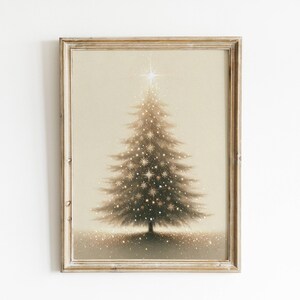 Vintage Style Christmas Tree Print Christmas Tree Wall Art Winter Art Print Holiday Wall Art Vintage Christmas Tree painting Rustic Decor