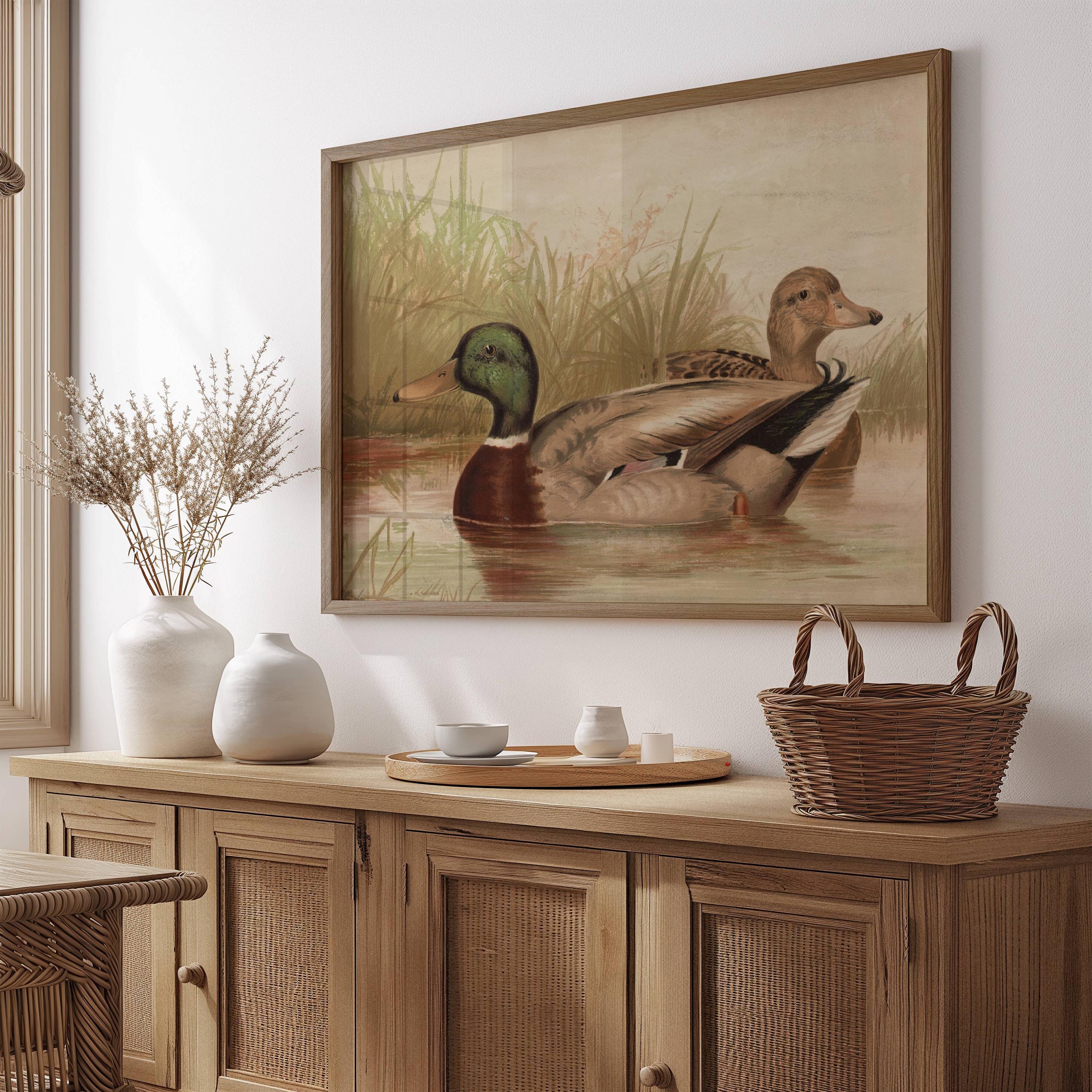 Vintage Mallard Duck Print Rustic Home Decor Antique Mallard Ducks ...