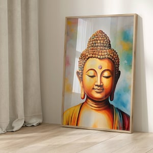 Buddha Painting Buddha Printable Wall Art Spiritual Wall Art Yoga Print Yoga Home Decor Buddha Oil Painting Meditation Art Hindu Decor