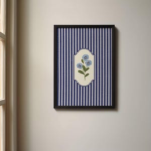 Blue Pansy Wall Art Digital Home Decor Vintage Print Flower Design Room Art Coastal Style Farmhouse Decor Nursery Print Blue Frame Wall Art