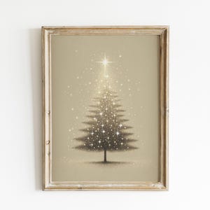 Vintage Style Christmas Tree Print Christmas Tree Wall Art Winter Art Print Holiday Wall Art Vintage Christmas Tree painting Rustic Decor