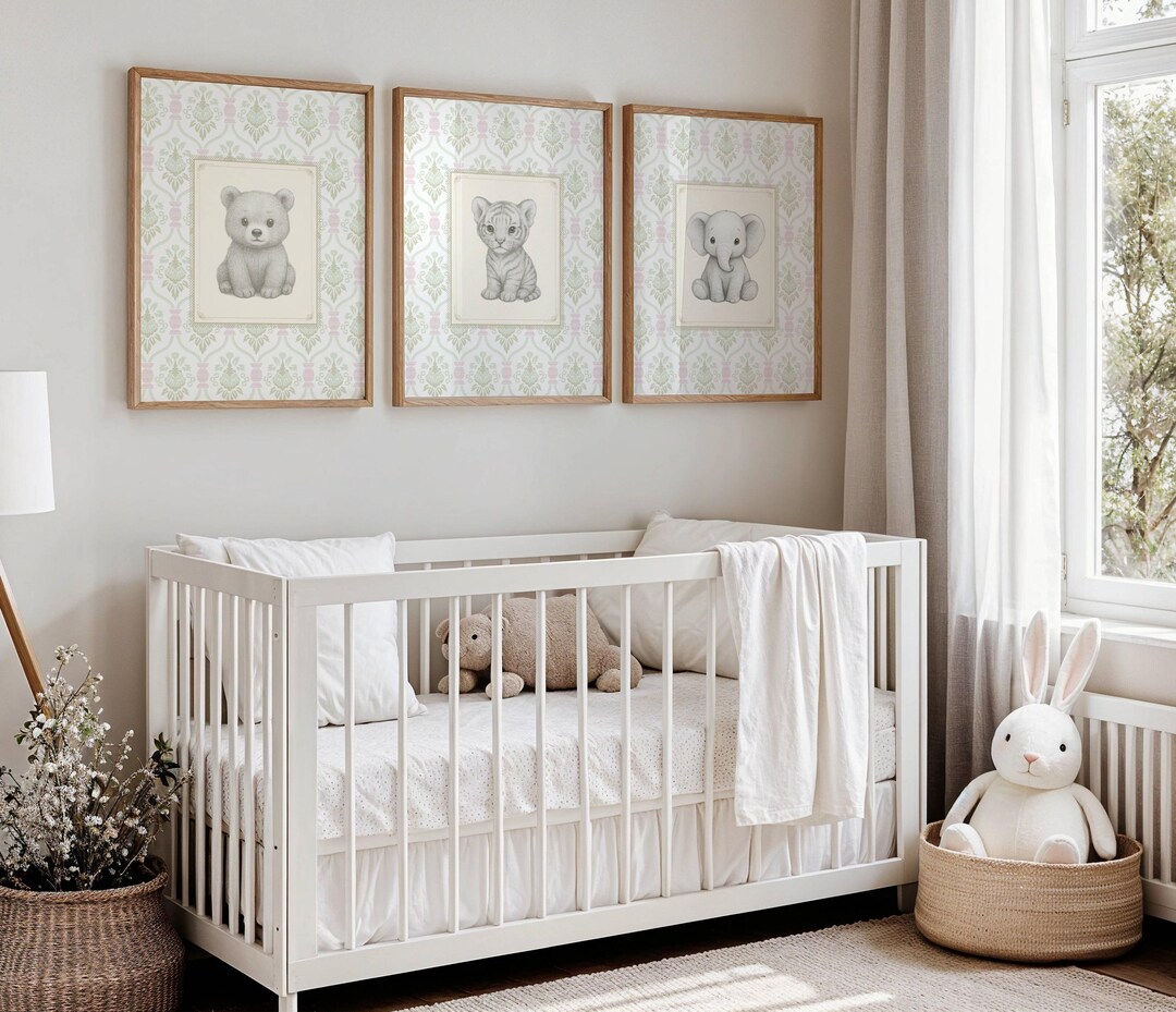 Safari Nursery Art Wall Print Set of 3 Digital Download Design Modern ...