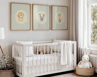 サファリ保育園の壁アートコレクションライオンプリントジャングル装飾