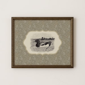Vintage Duck Print Rustic Home Decor Antique Scaup Sketch Farmhouse Wall Decor Ducks Nursery Wall Decor Antique Bird PRINTABLE Oil Painting