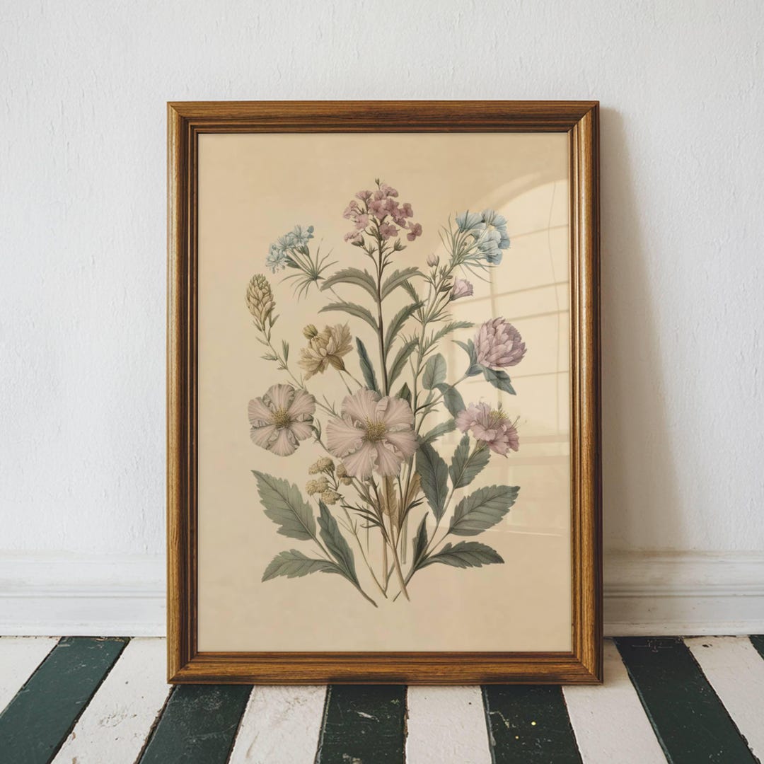 Vintage Floral Botanical Print Vintage Colour Floral Plants Wall Art ...