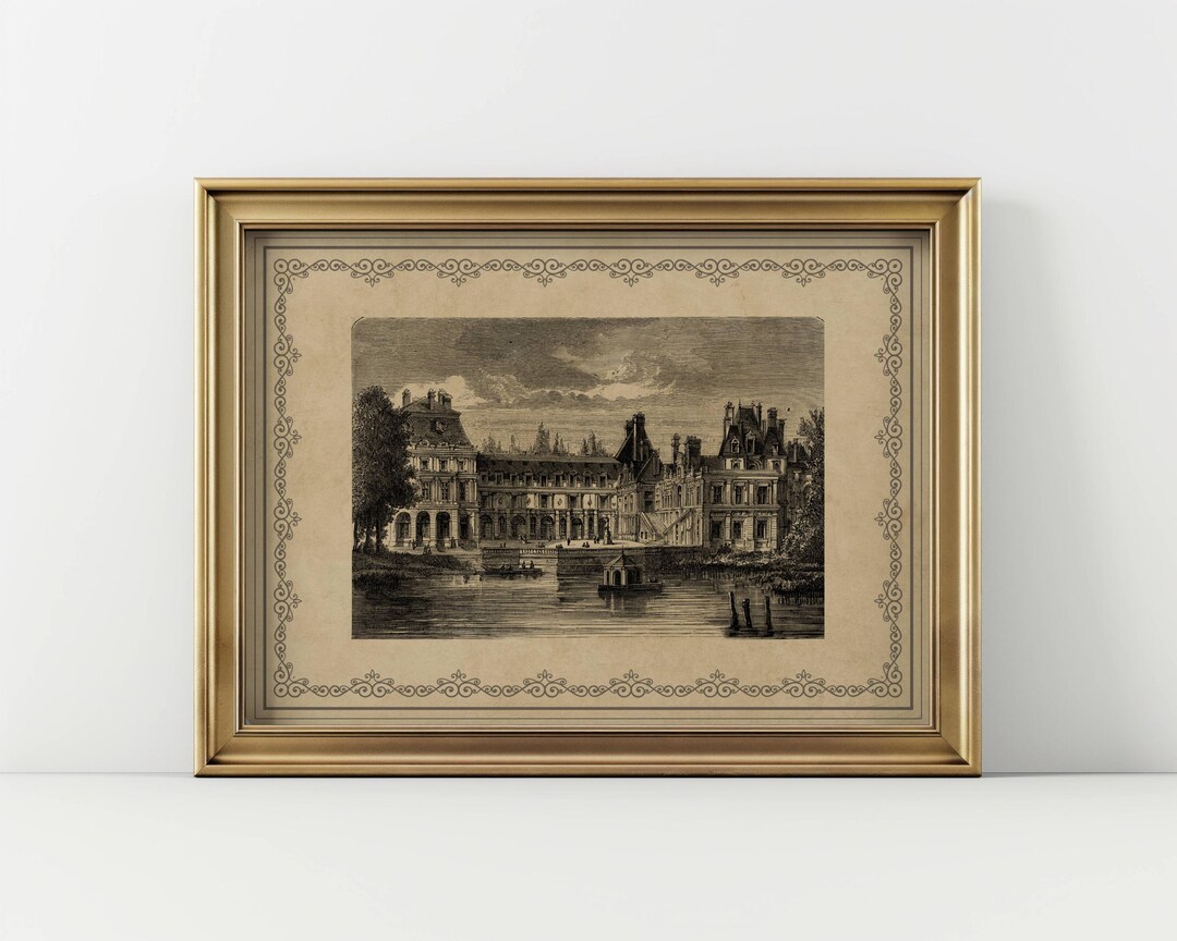 日本画ミニフレーム「 chateau」 French Chateau Artwork Vintage Display European Home Wall Decor