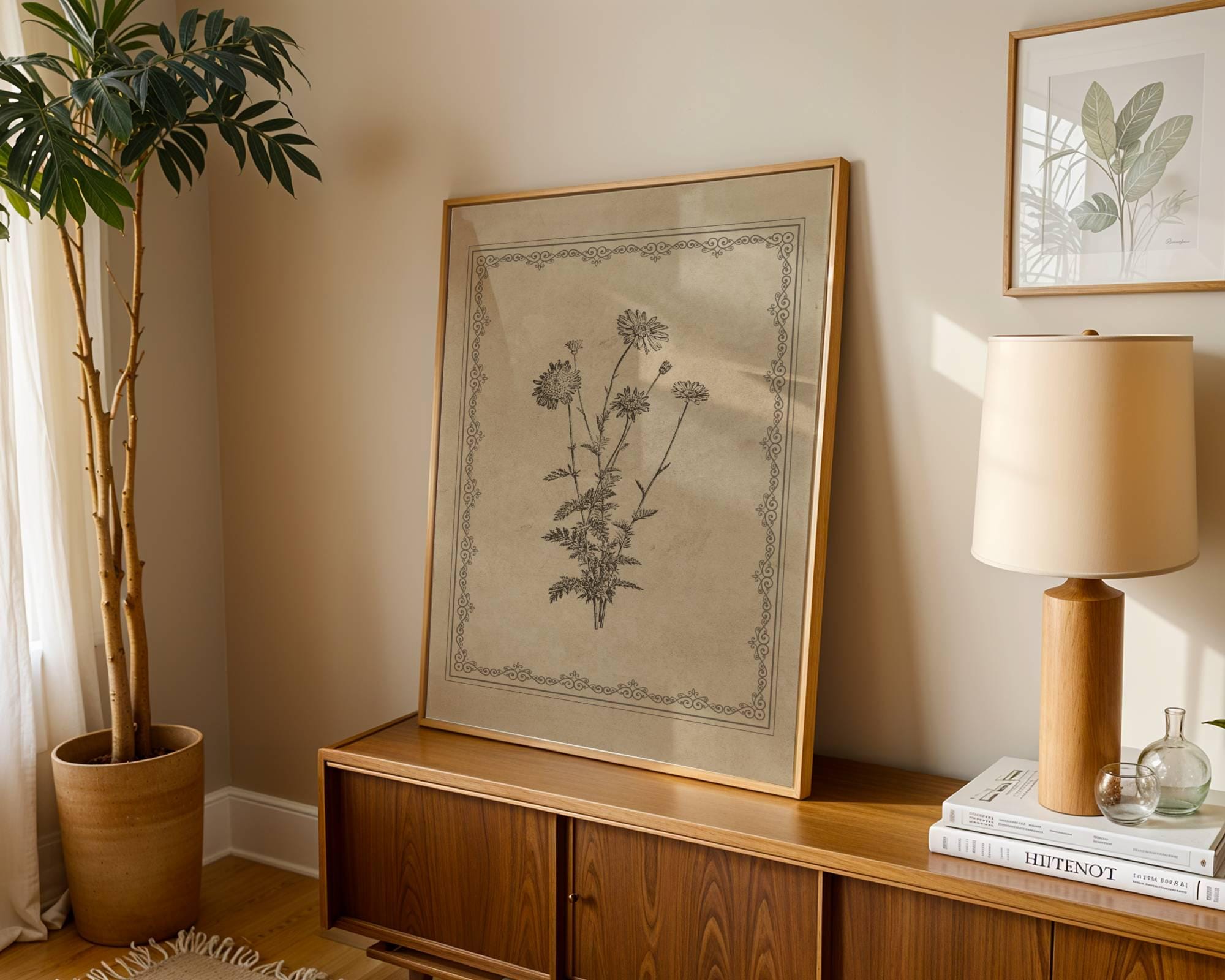 Vintage Botanical Prints Set of 3 Antique Floral Wall Art Neutral Beige ...