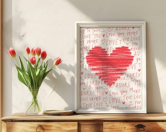 Romantisches Herz Kunstdruck, Valentinstag Brautgeschenk (Digitaler Download)