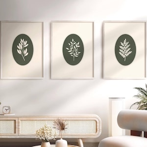 Green Floral Prints Set Of 3 Sage Green Wall Art Botanical Floral Illustration Trendy Home Decor Cottagecore Wall Art Floral Printable