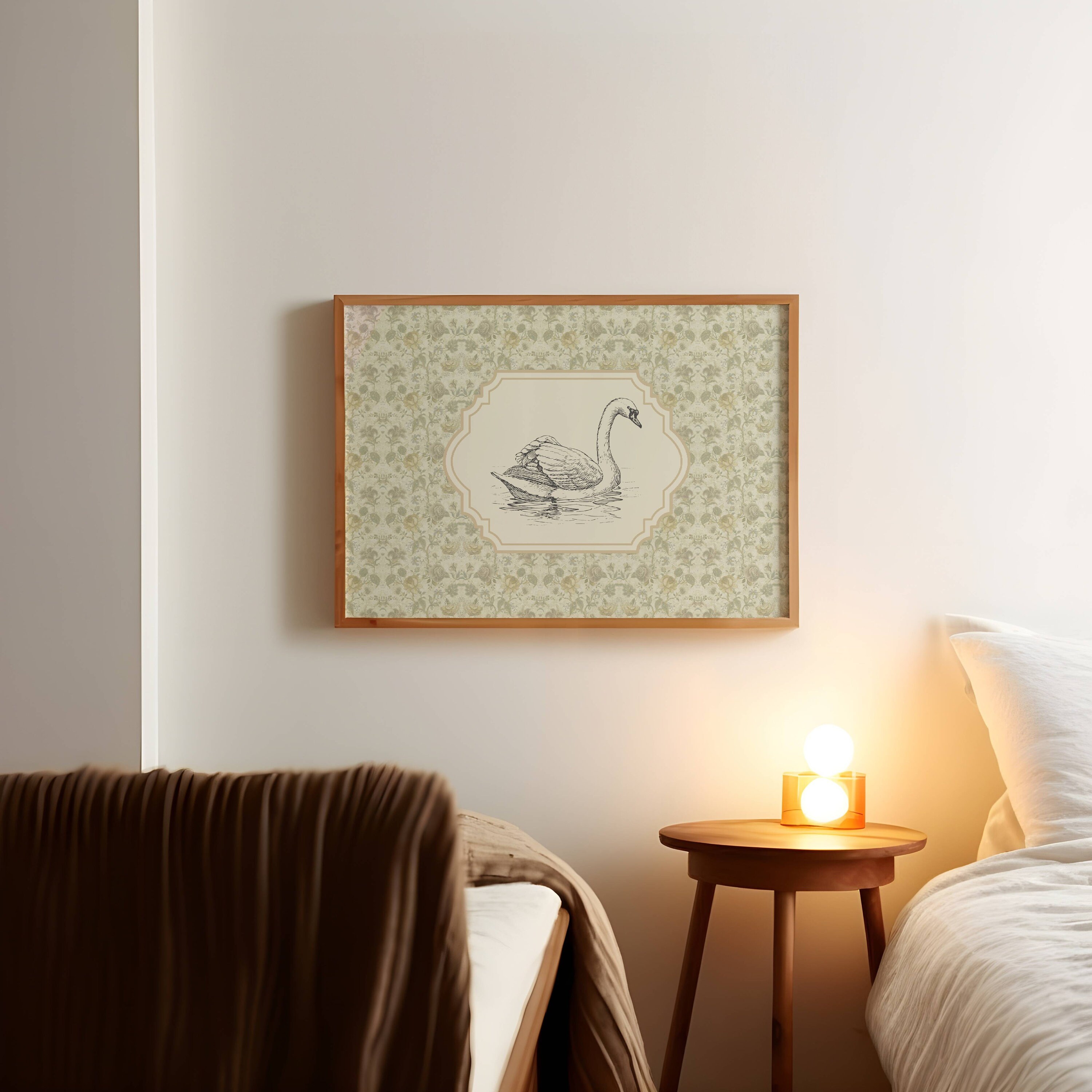 Vintage Swan Printable Art Antique Swan Painting Minimalist Vintage ...