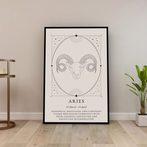 ARIES Zodiac Print DIGITAL DOWNLOAD | Aries Printable, Aries poster, Aries print, Aries printable wall art, Aries zodiac poster