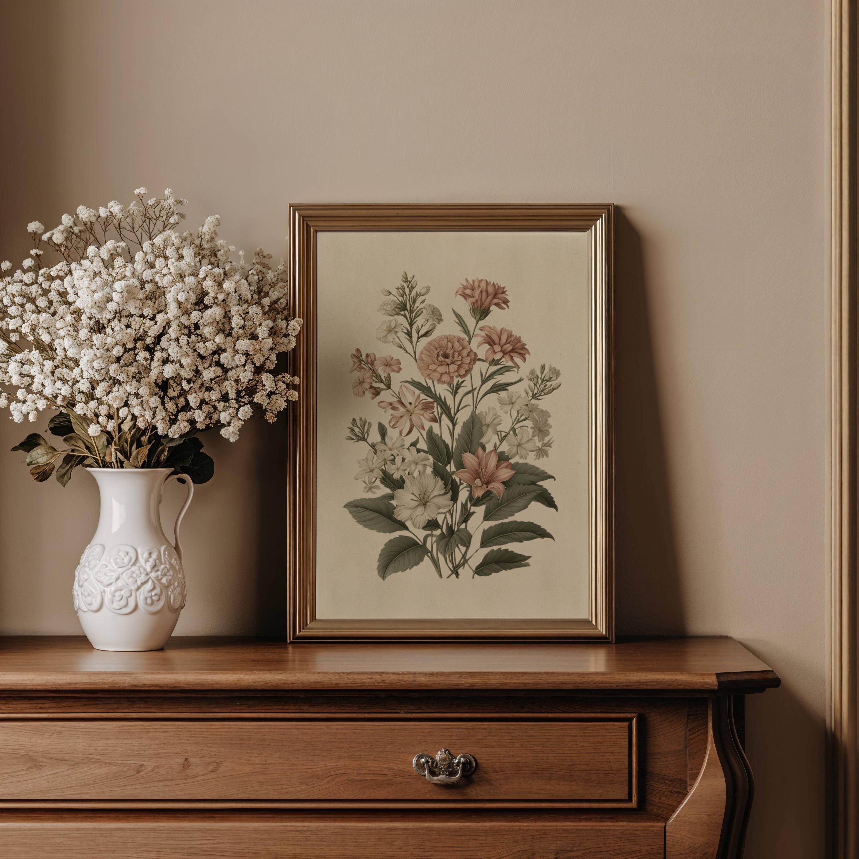 Vintage Floral Botanical Print Vintage Colour Floral Plants Wall Art ...