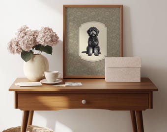 Vintage Style Black Goldendoodle Art Black Dog Print Wall Art for Home Pet Decor Printable Art Wall Decor Dog Lover Gift Room Decor Print